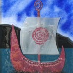 elements-glass-birlinn-1 Fused glass panel with Irish Birlinn ship by ceramic and glass artist McCall Gilfillan of Elements Studio, Downhill, Northern Ireland