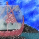 elements-glass-birlinn-2 Fused glass panel of Irish Birlinn ship by ceramic and glass artist McCall Gilfillan of Elements Studio, Downhill, Northern Ireland