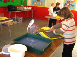 Kids making paper at art and craft classes in Castlerock Coleraine